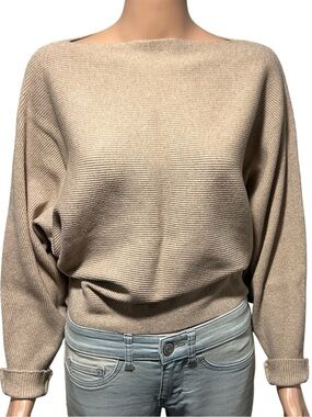 Chic Off-the-Shoulder Beige Sweater